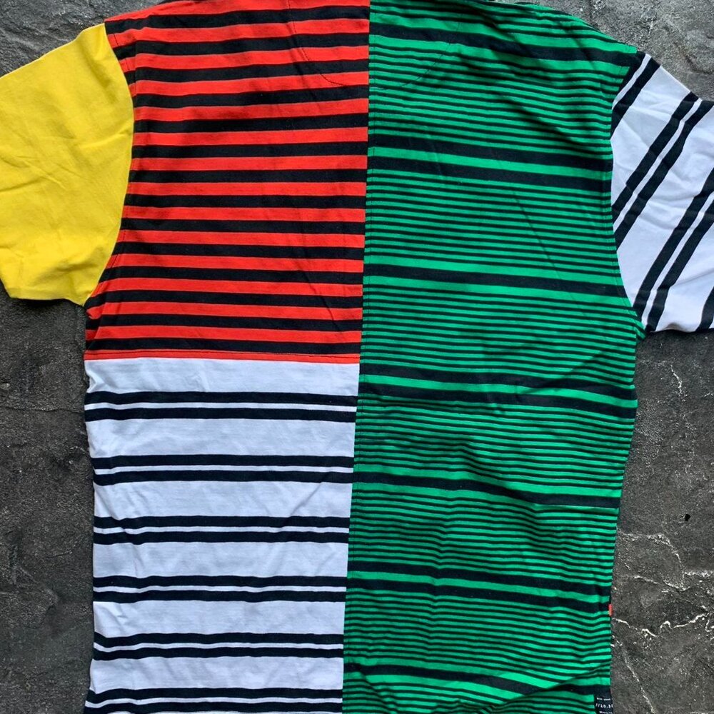 !0 Deep Multi Pattern Striped All Over Print Polo… - image 2